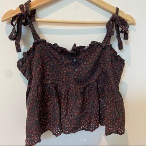 Urban Outfitters Floral Eyelet Top